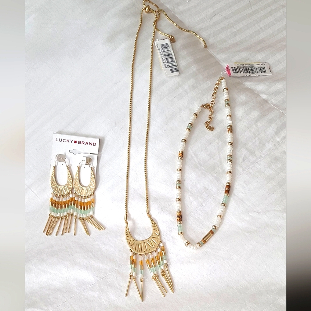 Lucky Brand Earrings and 2 necklaces
